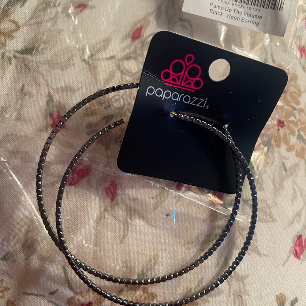 Paparazzi Dazzling Black Hoop Earrings